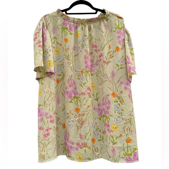 Cato Women's Plus Size Green V Neck Floral Blouse Top Size 26/28 - Picture 6 of 7